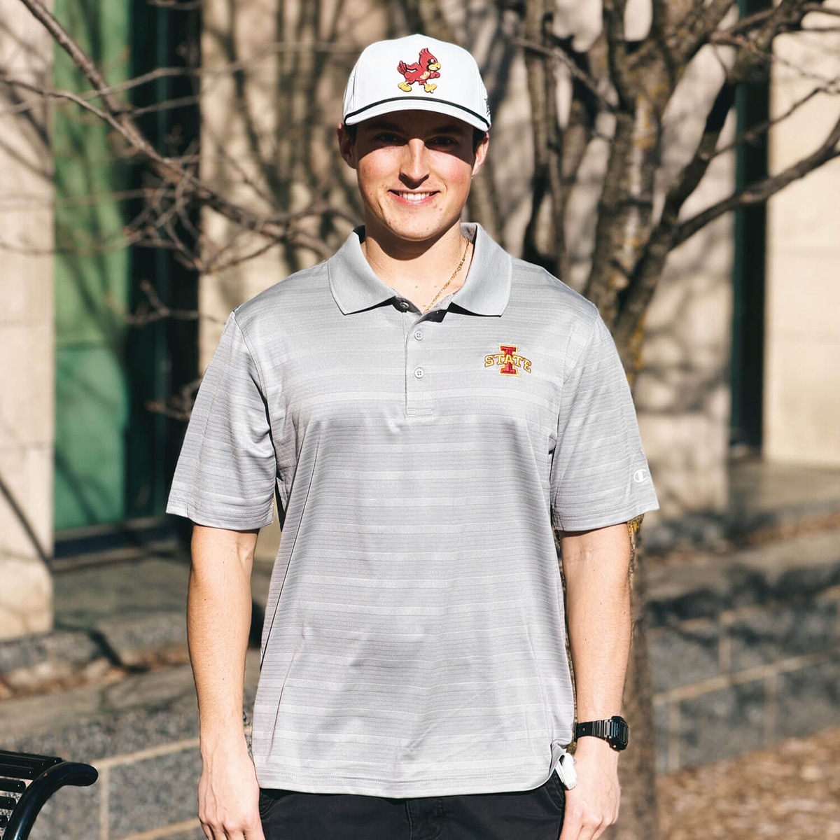 Champion® I-State Gray Striped Polo